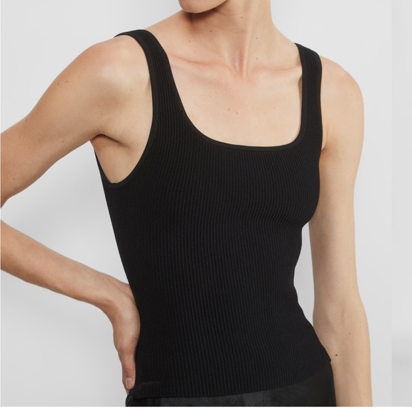 Sculpt Knit Squareneck Tank - Black L - Picture 2 of 8